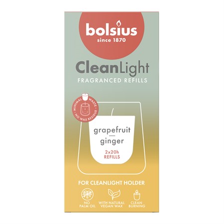 Bolsius Doftljus Refill Grapefrukt & Ingefära 2-Pack