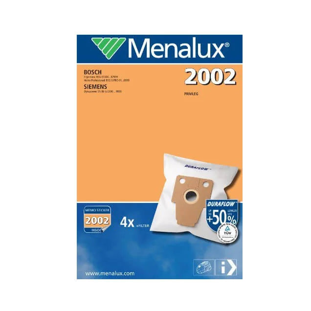 MENALUX Dammsugarpåsar 2002 Syntet 4-pack + filter