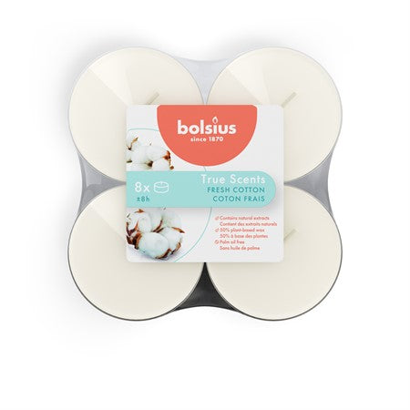 Bolsius Stora Doftvärmeljus Fresh Cotton 8-Pack