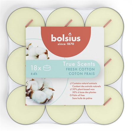 Bolsius Små Doftvärmeljus Fresh Cotton 18-Pack