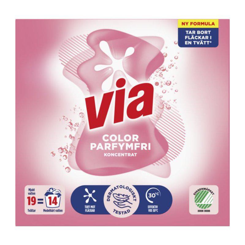Via Tvättmedel Color Parfymfri Pulver