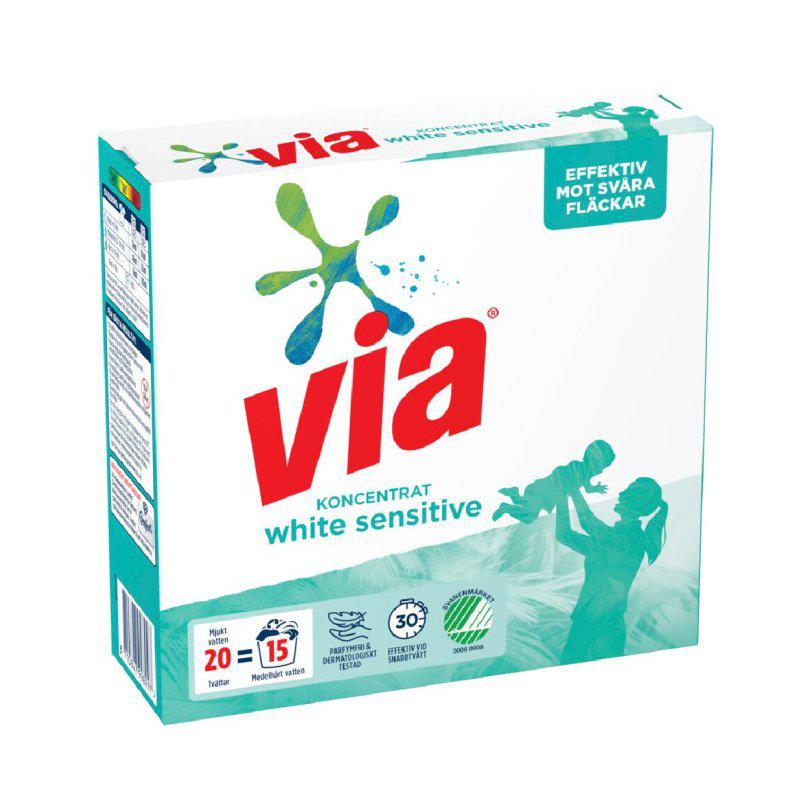 Via Tvättmedel Sensitive White Pulver 750 G