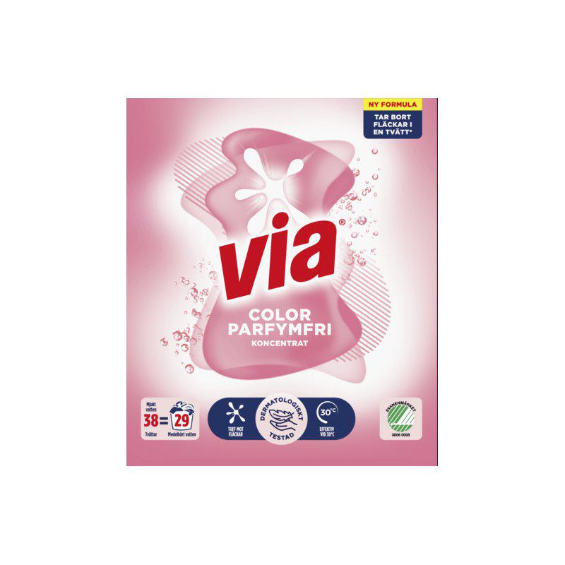 Via Tvättmedel Color Parfymfri Pulver