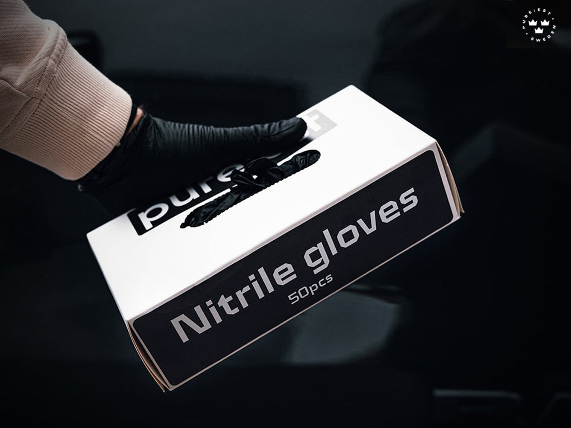 Pureest svarta nitrilhandskar - 25 par