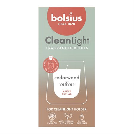 Bolsius Doftljus Refill Cederträ & Vetiver 2-Pack