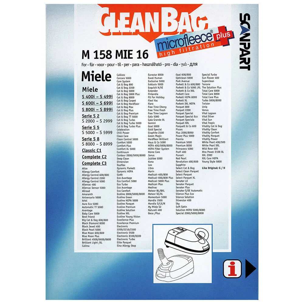 CLEANBAG  Microfleece+ Dammsugarpåse Miele G/H/N 4+1