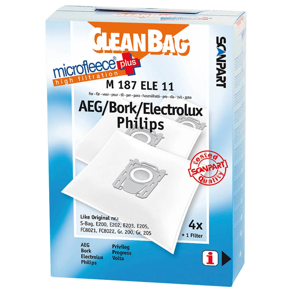 CLEANBAG  Microfleece+ Dammsugarpåse S-Bag Electrolux/Philips 4+1