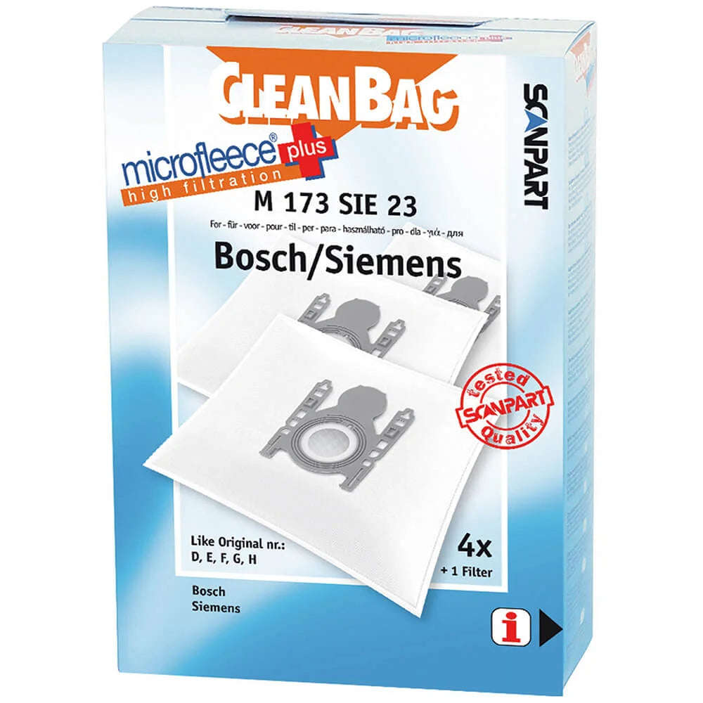 CLEANBAG  Microfleece+ Dammsugarpåse Bosch/Siemens D/E/F/G/H 4+1