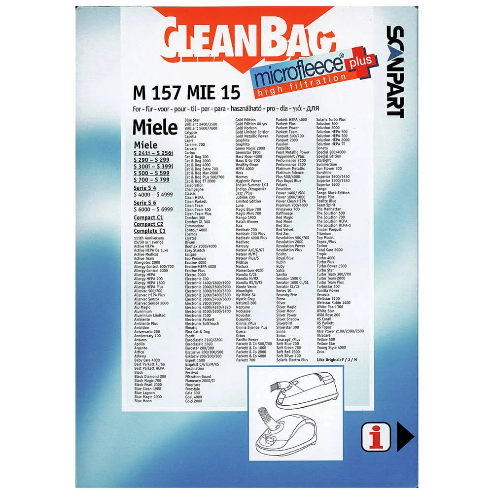 CLEANBAG  Microfleece+ Dammsugarpåse Miele F/J/M 4+1