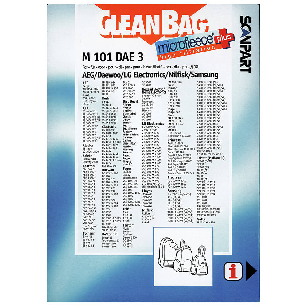 CLEANBAG  Microfleece+ Dammsugarpåse Gr.50/VM77/VP78 4+1