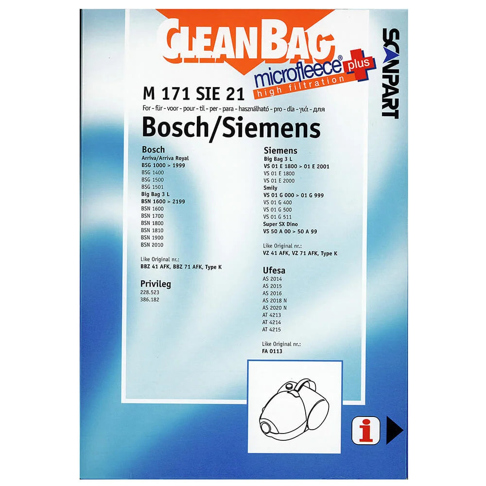 CLEANBAG  Microfleece+ Dammsugarpåse Bosch/Siemens K 4+1
