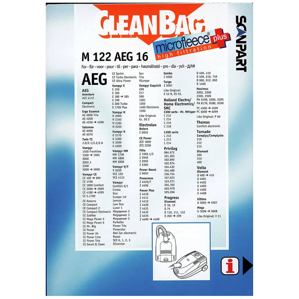 CLEANBAG  Microfleece+ Dammsugarpåse AEG Gr.28 4+1