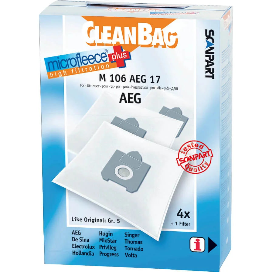 CLEANBAG  Microfleece+ Dammsugarpåse AEG Gr.5 4+1