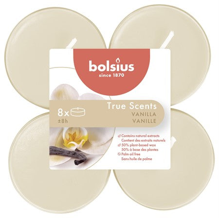 Bolsius Stora Doftvärmeljus Vanilj 8-Pack