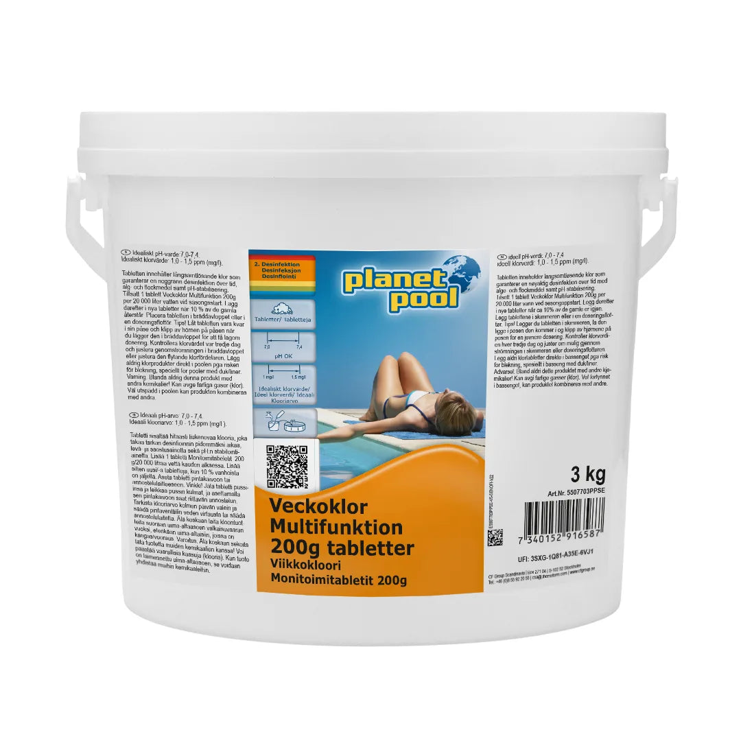 PLANET POOL Veckoklor Multifunktion 200 g tabletter